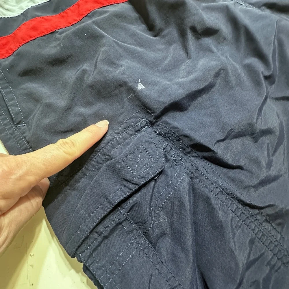 L.L. Bean Cargo Swim Trunks Quick Dry Striped Nylon Lined Shorts Men L 011G2 USA